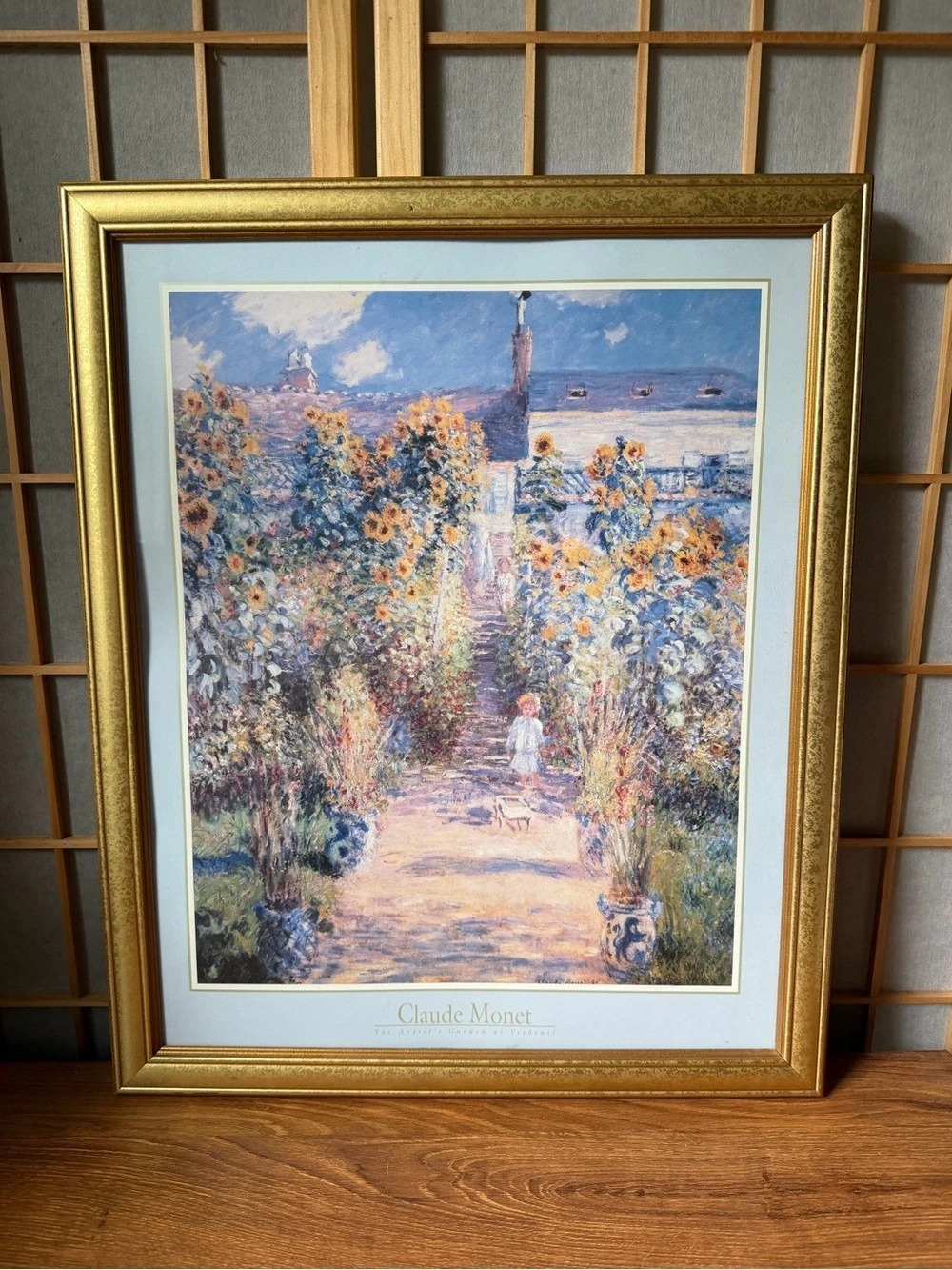 1989 Vintage Claude Monet Framed Art Print – The Artist’s Garden at Vétheui